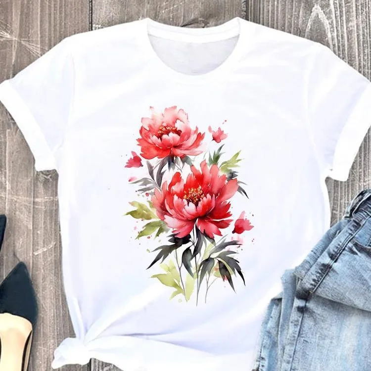 Butterfly Cute Print European Clothing Top Short-sleeved T-shirt Women Clothing  Graphic Tshirts  Oversized T Shirt  Tops