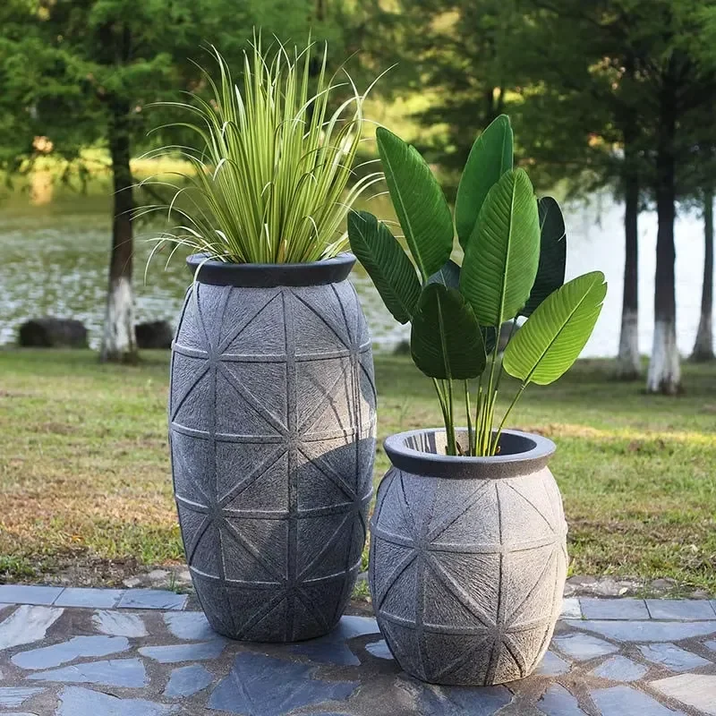 Nordic Creative Floor-standing Large Minimalist Modern Flower Pot Outdoor Personalized Combination Mall Hotel Lobby
