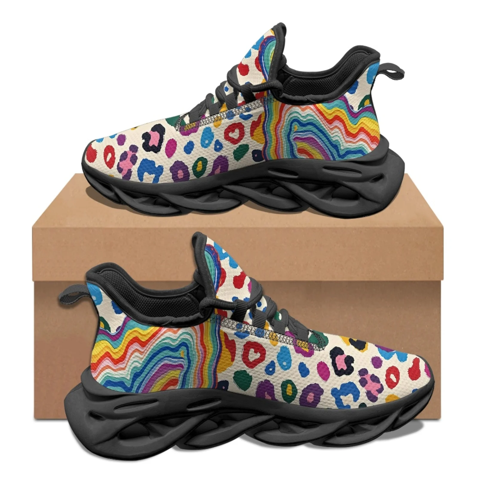 PENSTROLL Rainbow Leopard Non Slip Athletic Footwear Athletic Trainer for Men Lightweight Men's Fashion Sneakers