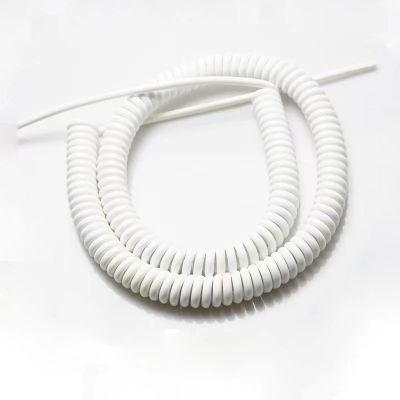 2 core Spring telescopic wire spiral cable 0.3 0.75 square millimeter power cord expandable white wire cable