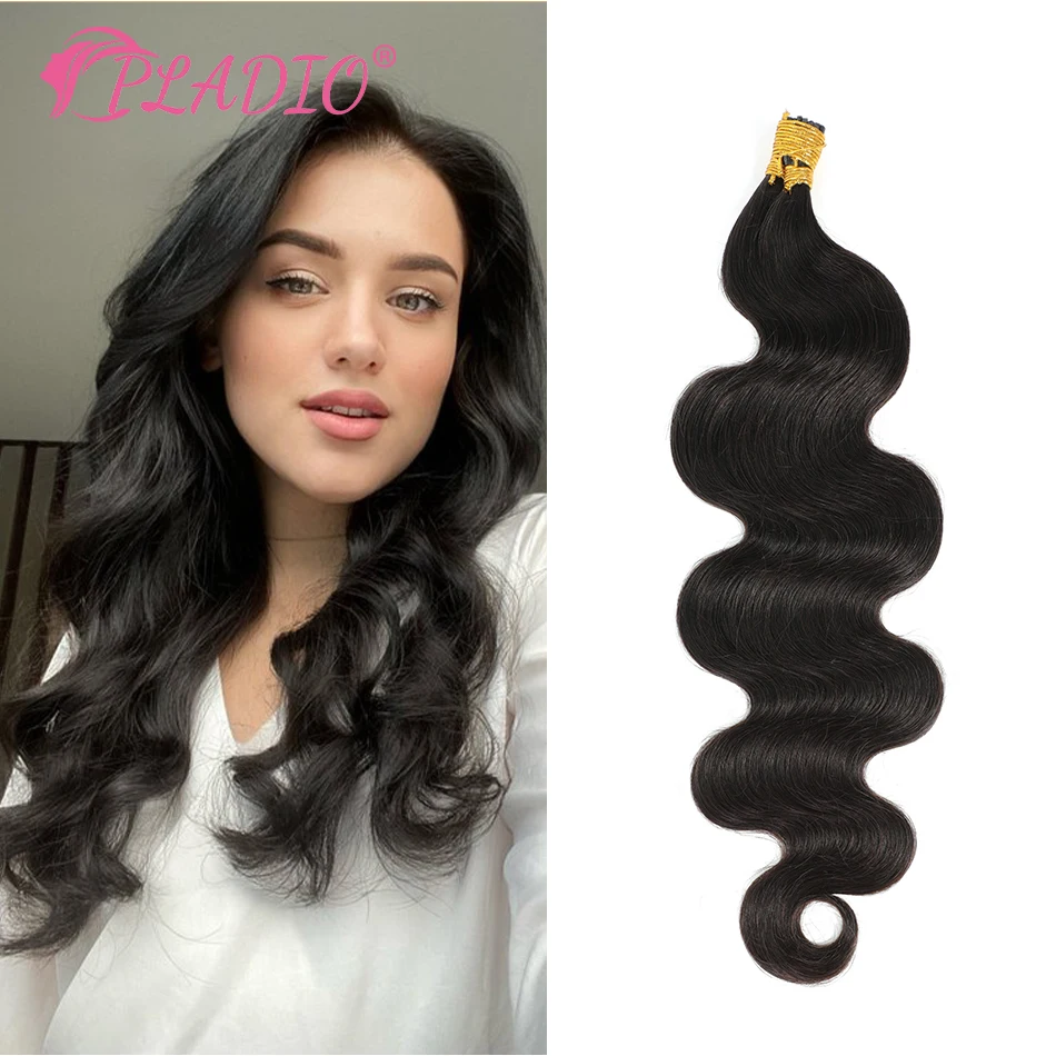 PLADIO Body Wave I Tip Hair Extensions 100% Real Human Hair  0.5g/ 1g/Strand 50pc/Set Capsule Keratin Natural Fusion Human Hair