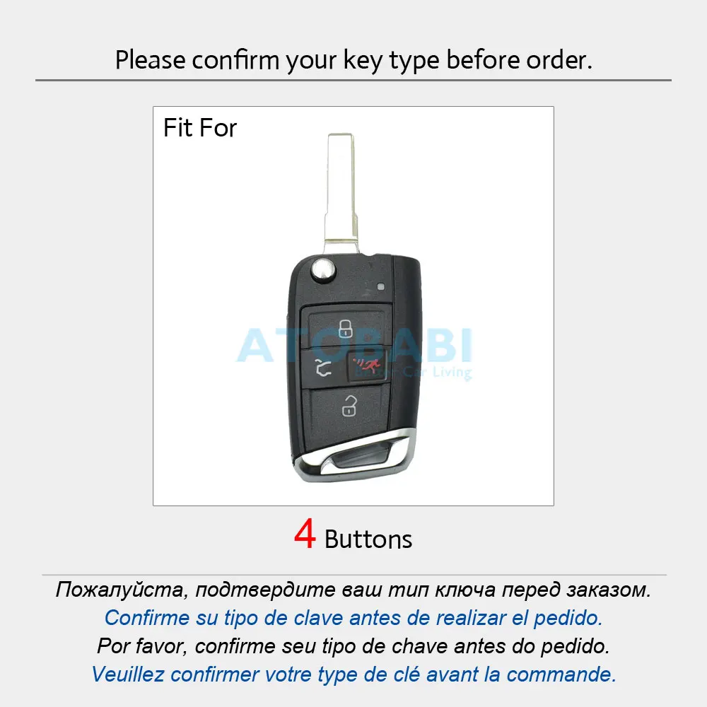 Silicone Car Key Case 4 Buttons Flip Remote Control Fobs Protect Cover Skin For VW Volkswagen Golf VII Mk7 GTI Jetta Tiguan 2018