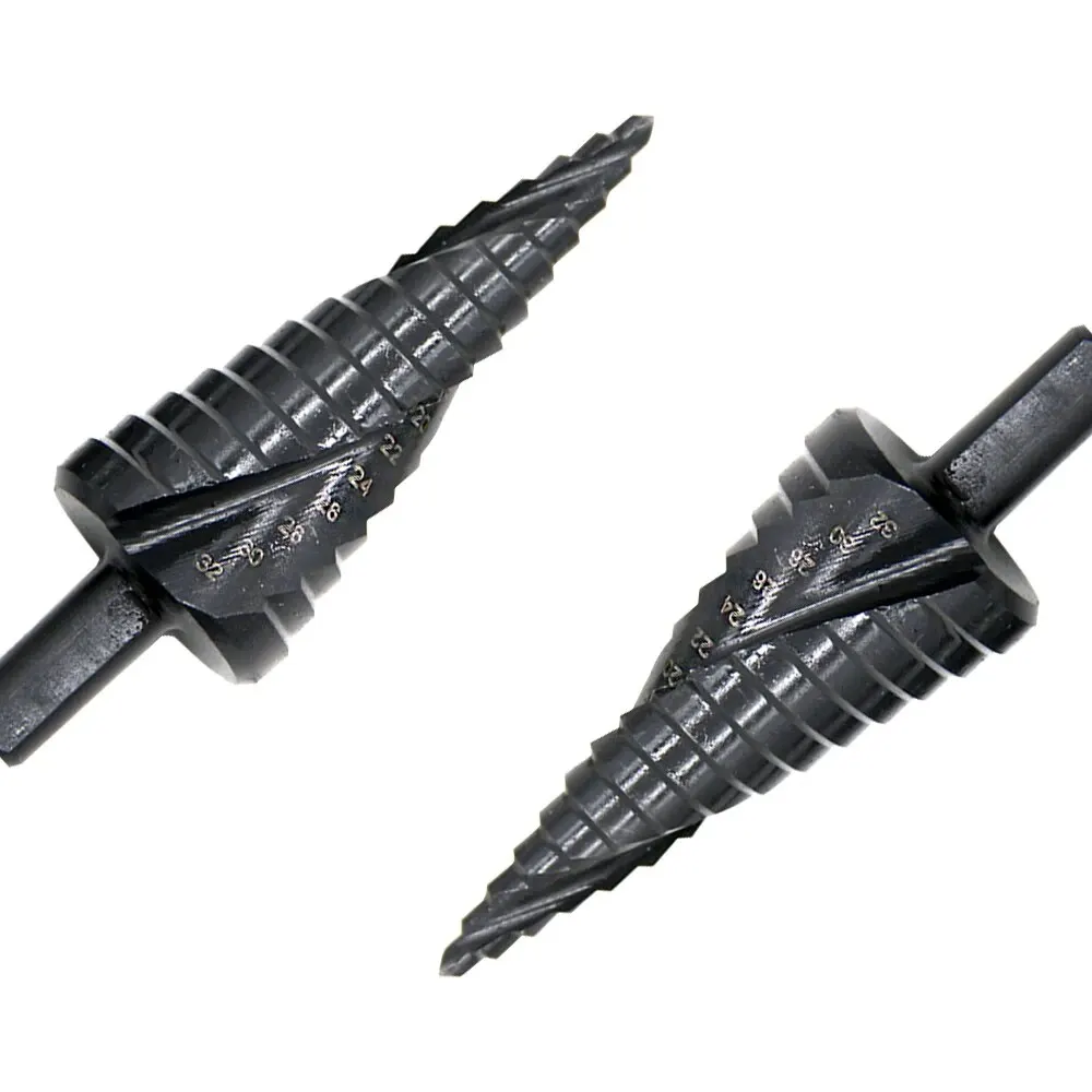 1PC High-speed Steel Nitrided Black Spiral Groove Triangular Handle Step Drill Metric 4-32mm Pagoda Drill Hole Opening Tool