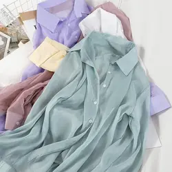 Blouse Women Spring  Summer Women's Lapel Shirt  Chiffon Shirt Blusas Mujer De Moda