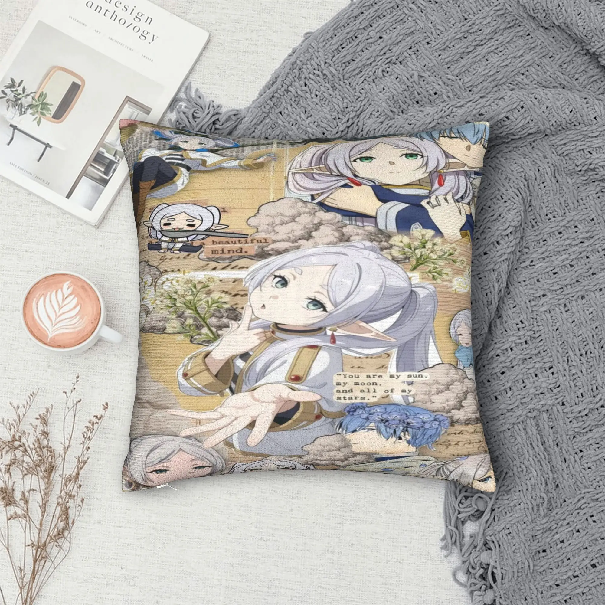 Pillow Cover Frieren Beyond Journeys  Vintage Pillow Case For Living Room Chair Pillowcases