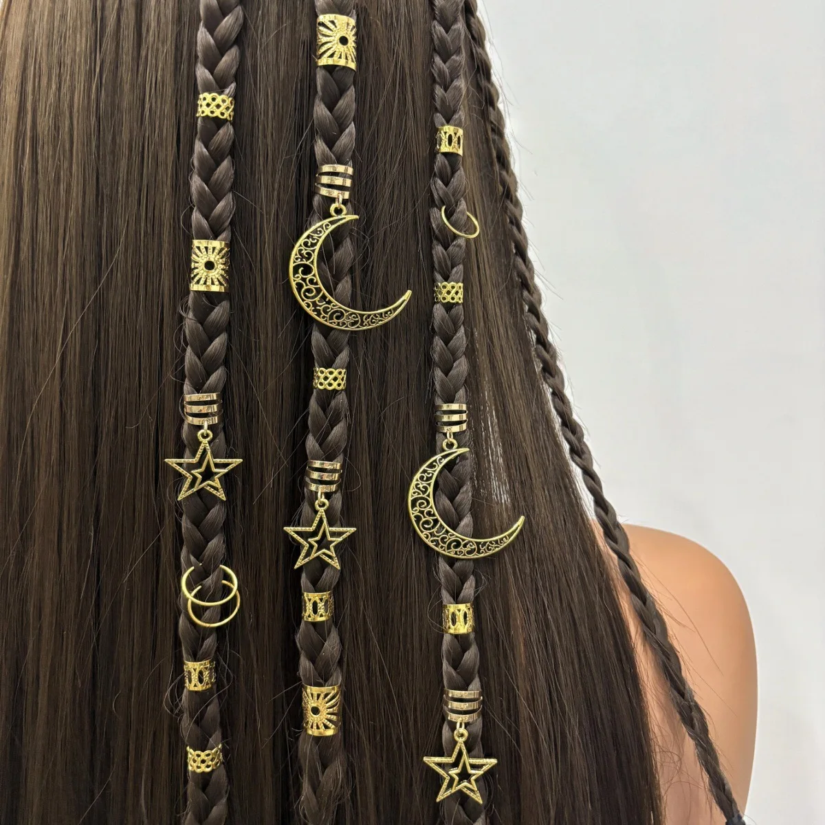 

Retro Hair Accories Star Moon Metal Hair Clips Combination Dir Dreads Fake Hair Hanging Decorations Faionable Personali