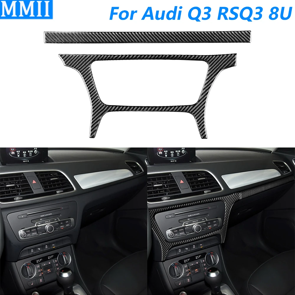 

For Audi Q3 RSQ3 8U 2015-2018 Carbon Fiber Central Control Radio CD External Frame Trim Cover Car Accessories Interior Sticker