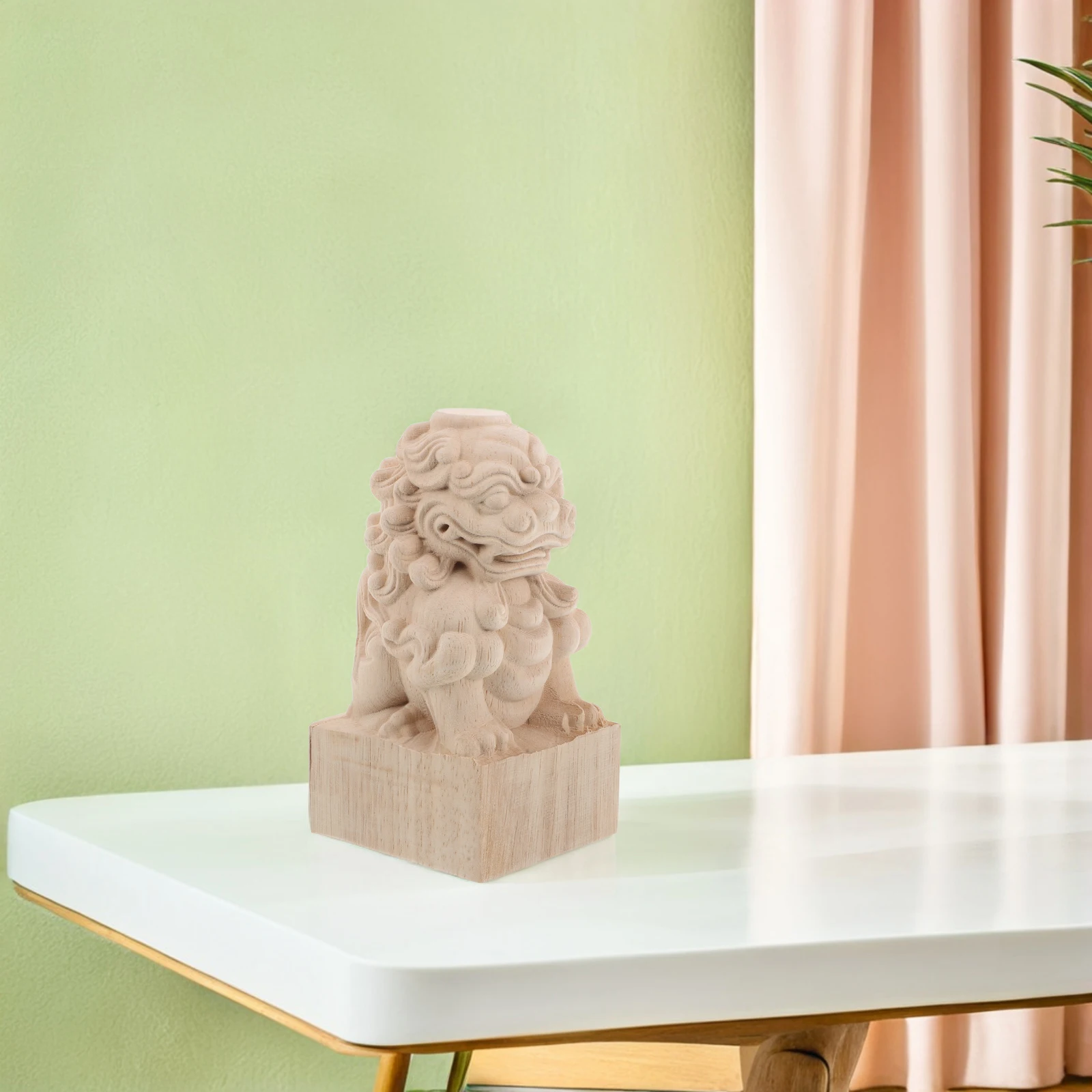 

Wooden Post Finial Unfinished Vintage Garden Bridge Decor Ornament Sturdy Garden Landscape Statue Outdoor Home Decor Lion Finial