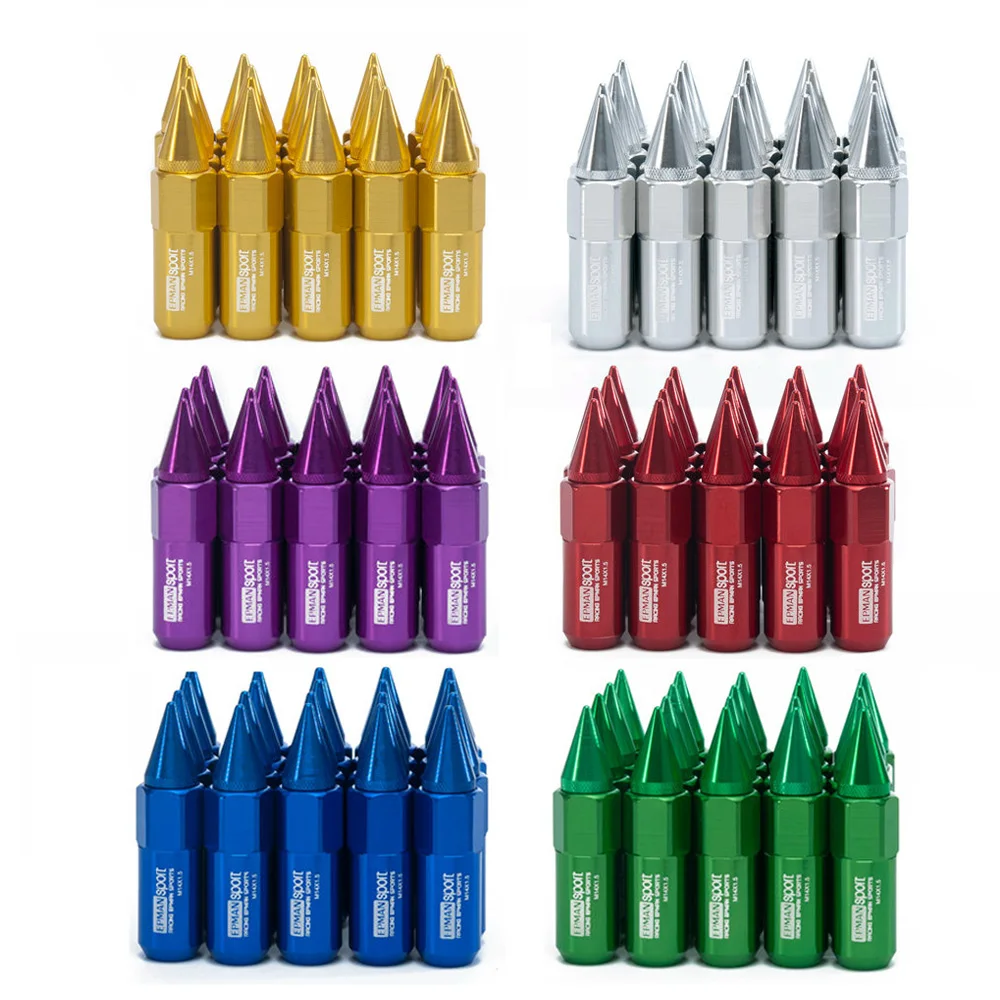 20Pcs Set M14X1.5 Spiked Extended 60MM Aluminum Tuner Lug Nuts Wheels/Rims EP-DD550B15JT