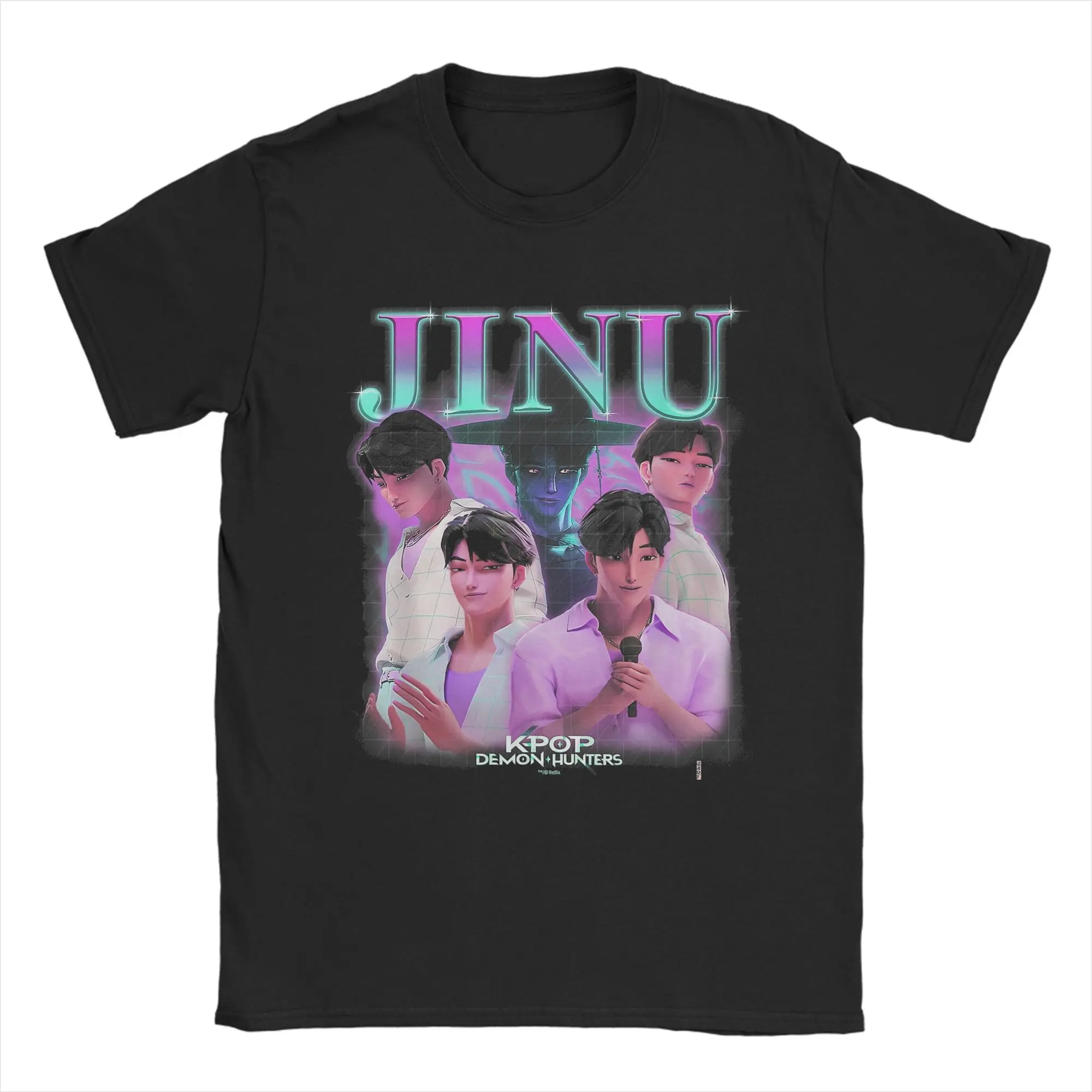 

Jinu Huntrix Demon Hunters Kpop футболки мужские повседневные хлопковые футболки с круглым воротником футболки с короткими рукавами одежда с принтом