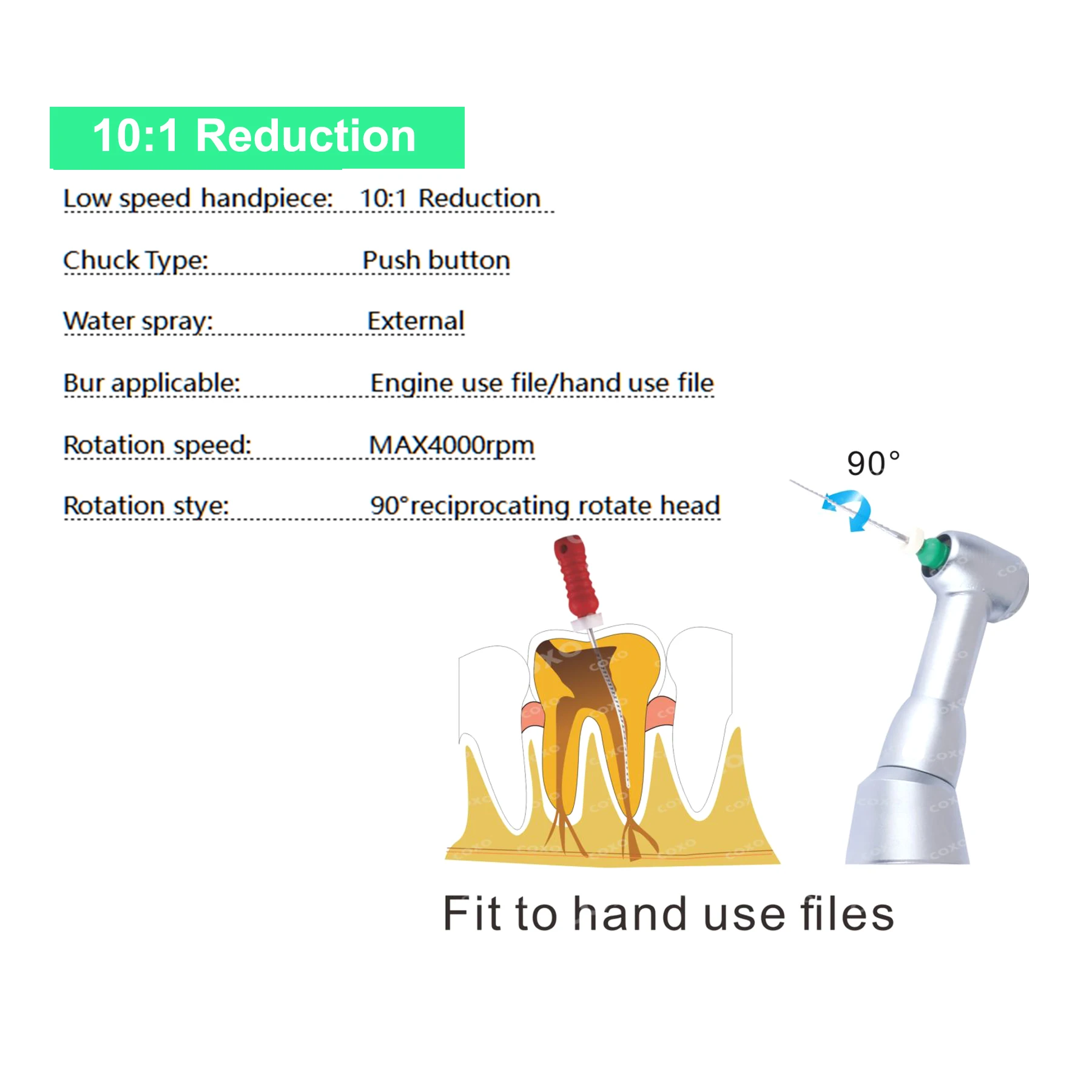 Redukcja zębów COXO kątnica końcówka 10:1 redukcja prędkości 90 ° endodontyczne leczenie tłokowe Fit KAVO NSK W & H