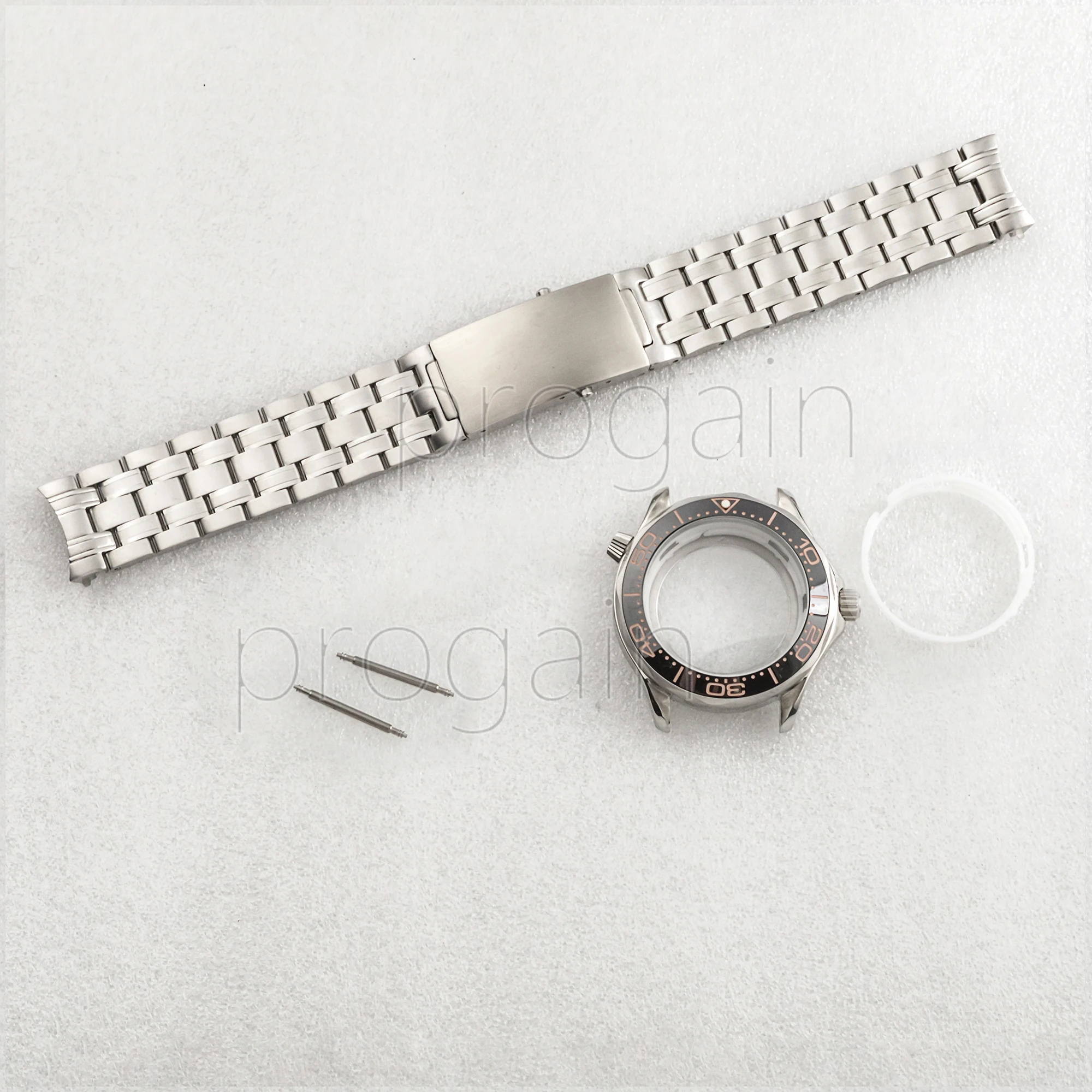 41mm 316L Stainless Steel Watch Case Strap With Bezel for Seamaster 300 NH35/36 Automatic Movement Watchband Men's Bracelet MOD