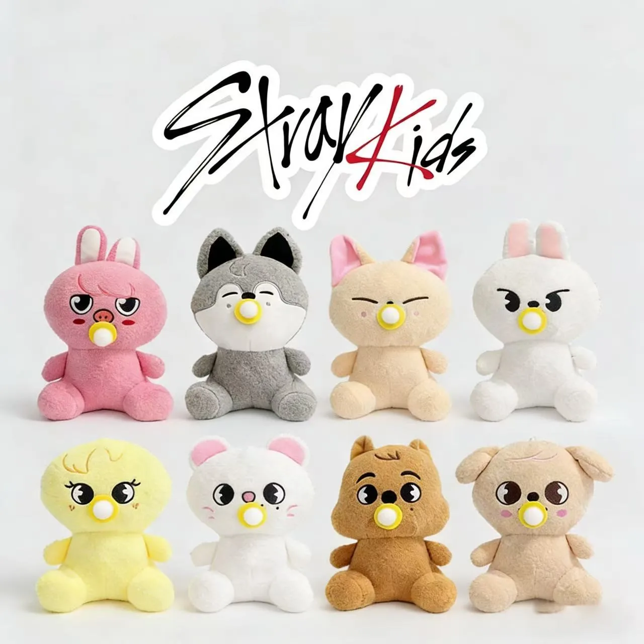 

New KPOP StrayKids 20CM seated pacifier dummy Bang Chan Felix Hyunjin Plush Doll keychain Pendant 2026 dominATE fans SKZOO GIFT