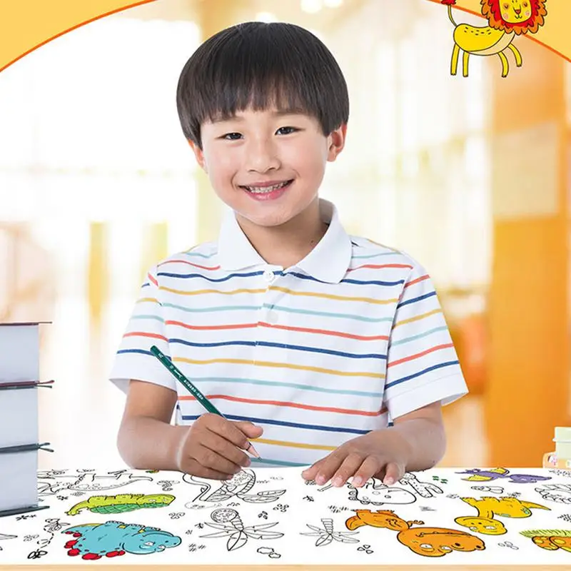لفة ورق تلوين للأطفال كارتونية طويلة للرسم على الحائط لاصقة تعزز المهارات الحركية الدقيقة لعبة تعليمية منزلية للمدرسة للأولاد