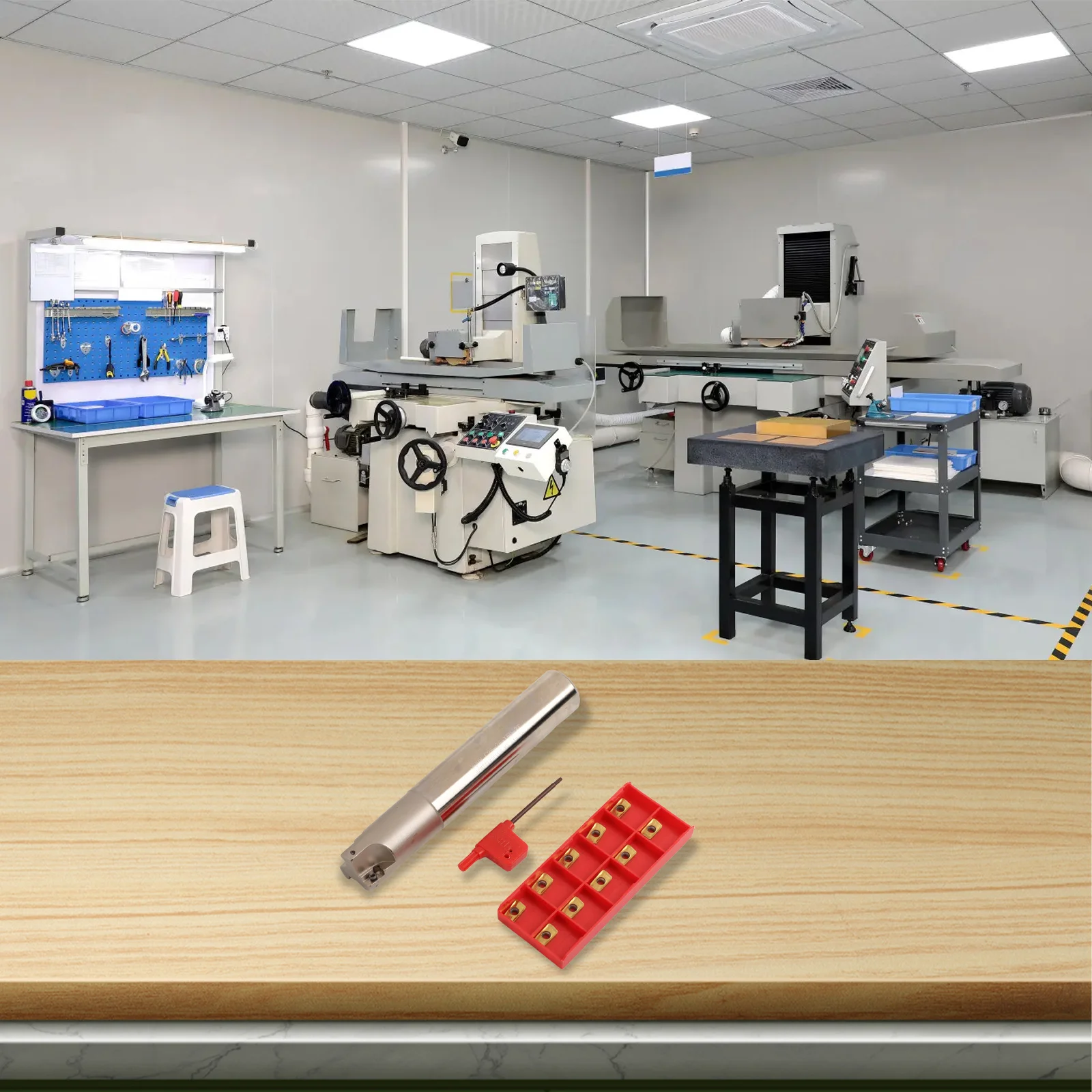300R C25-25-200-3F CNC Tool Holder for Lathe Use with APMT1135PDER Inserts and Wrench for Easy Blade Replacement