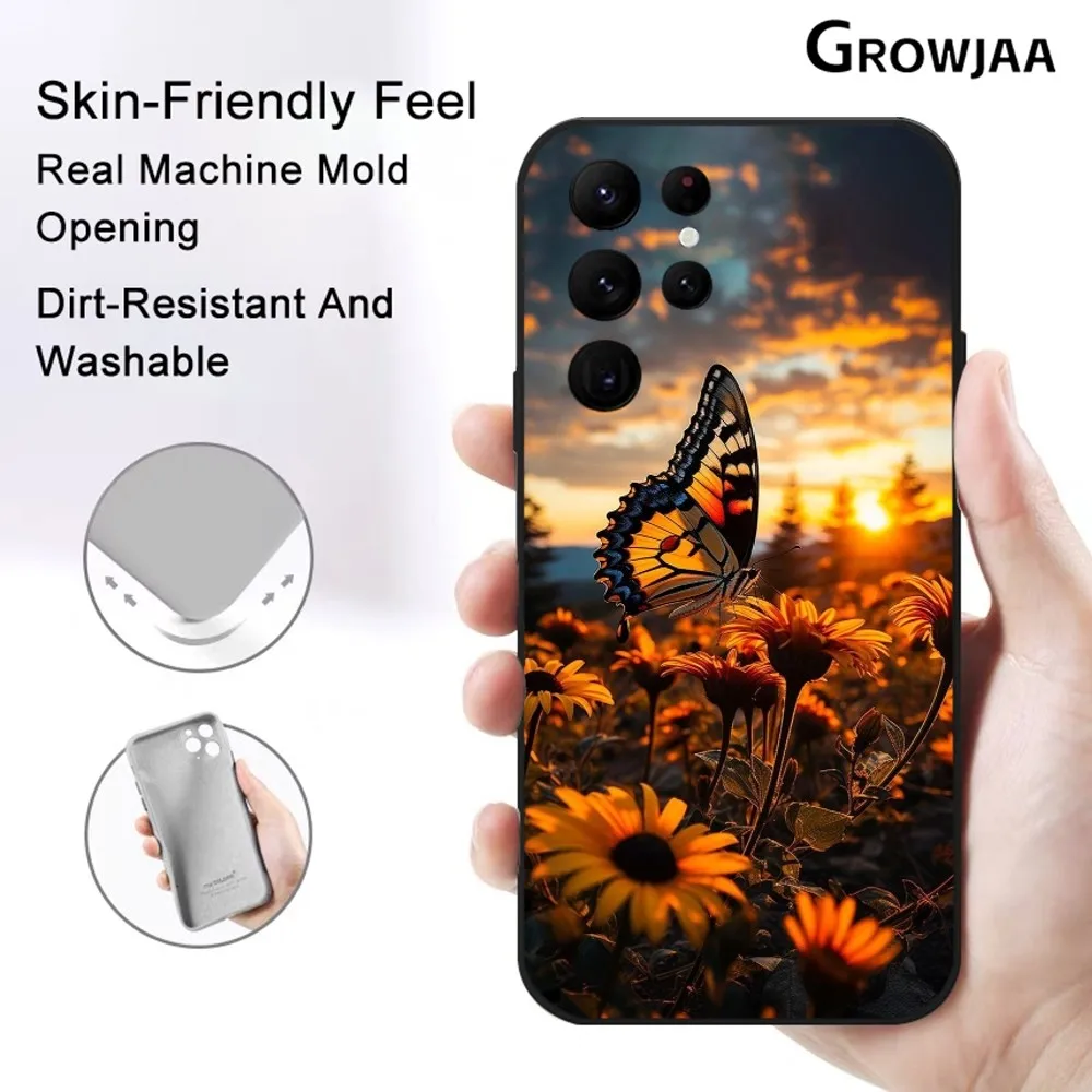 Sunflower Setting Sun Wildflower Phone Case For Samsung Galaxy S25 S24 S22 S23 Ultra S21 S20 Plus 5G Protective Silicone Funda