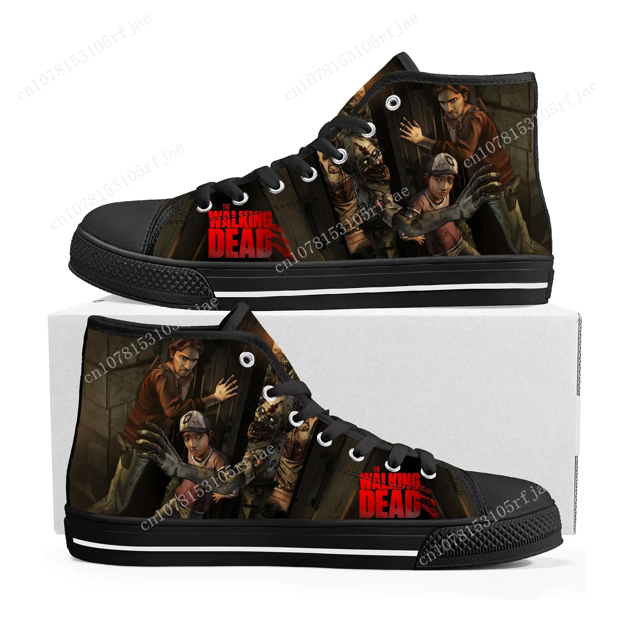 Zapatillas de deporte The Walking Dead High Top, juego de dibujos animados, zapatillas de lona de alta calidad, moda, zapatos de pareja integrados personalizados para hombres y mujeres adolescentes