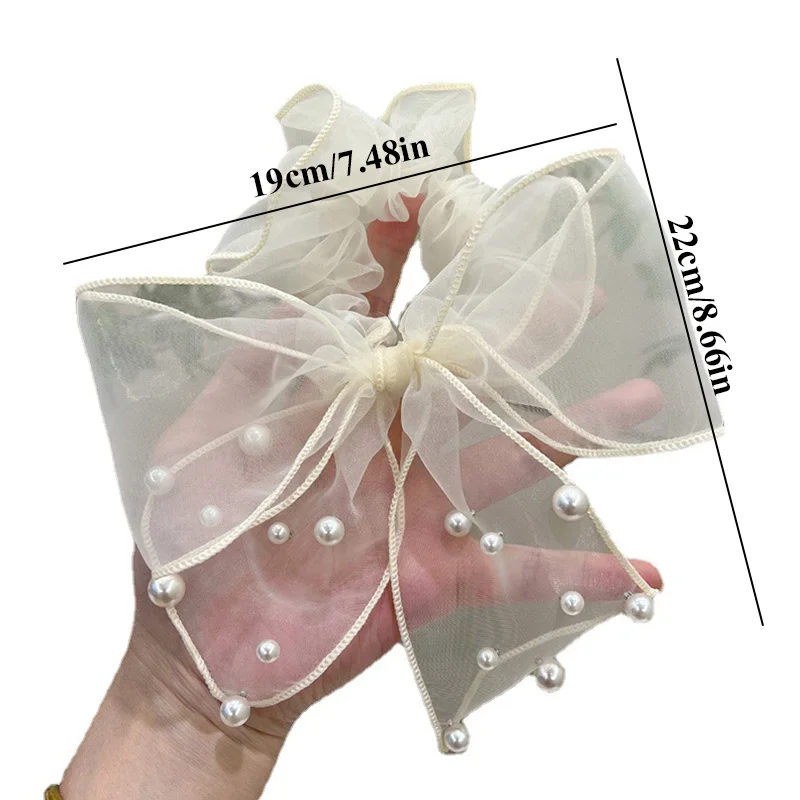 Lace Bow Hair Scrunchie for Women Girls Fairy Mesh Hairclip Hairgrips Hair Ring Rubber Band Ribbon Hair Accessories Lolita Bow