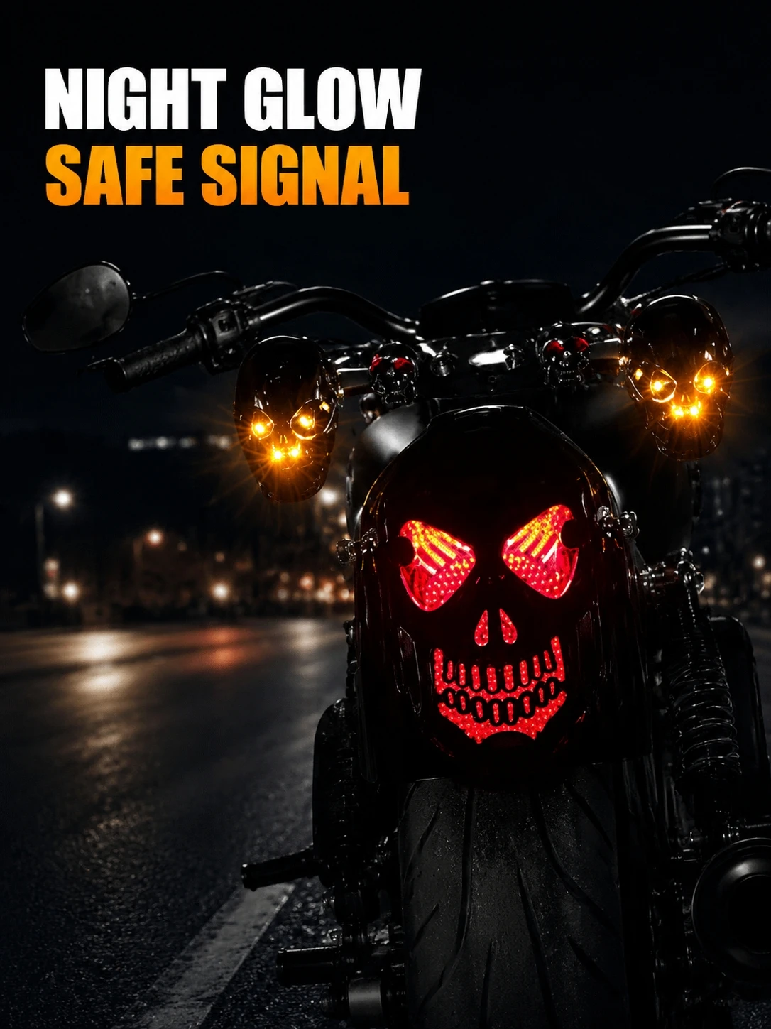Motorcycle Skull Tail Light  Turn Signal Combo Set  Rear Brake Lamp Universal Retro Modified for Harley Cruiser Chopper Scooter