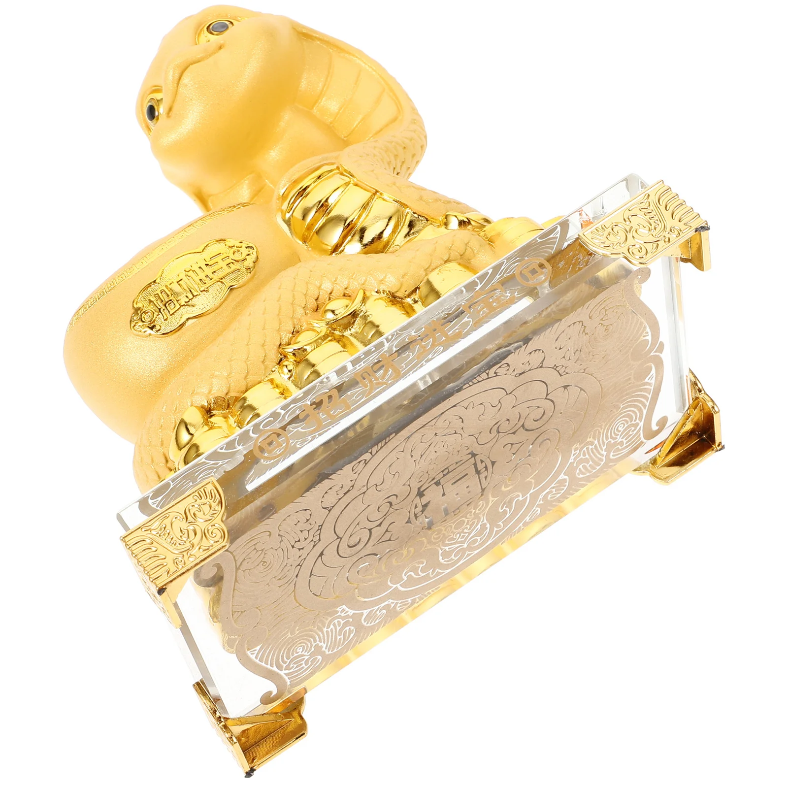 

Golden Resin Chinese Zodiac Snake Year 2025 Snake Table Decor Feng Shui Home Office Decoration for Luck Prosperity