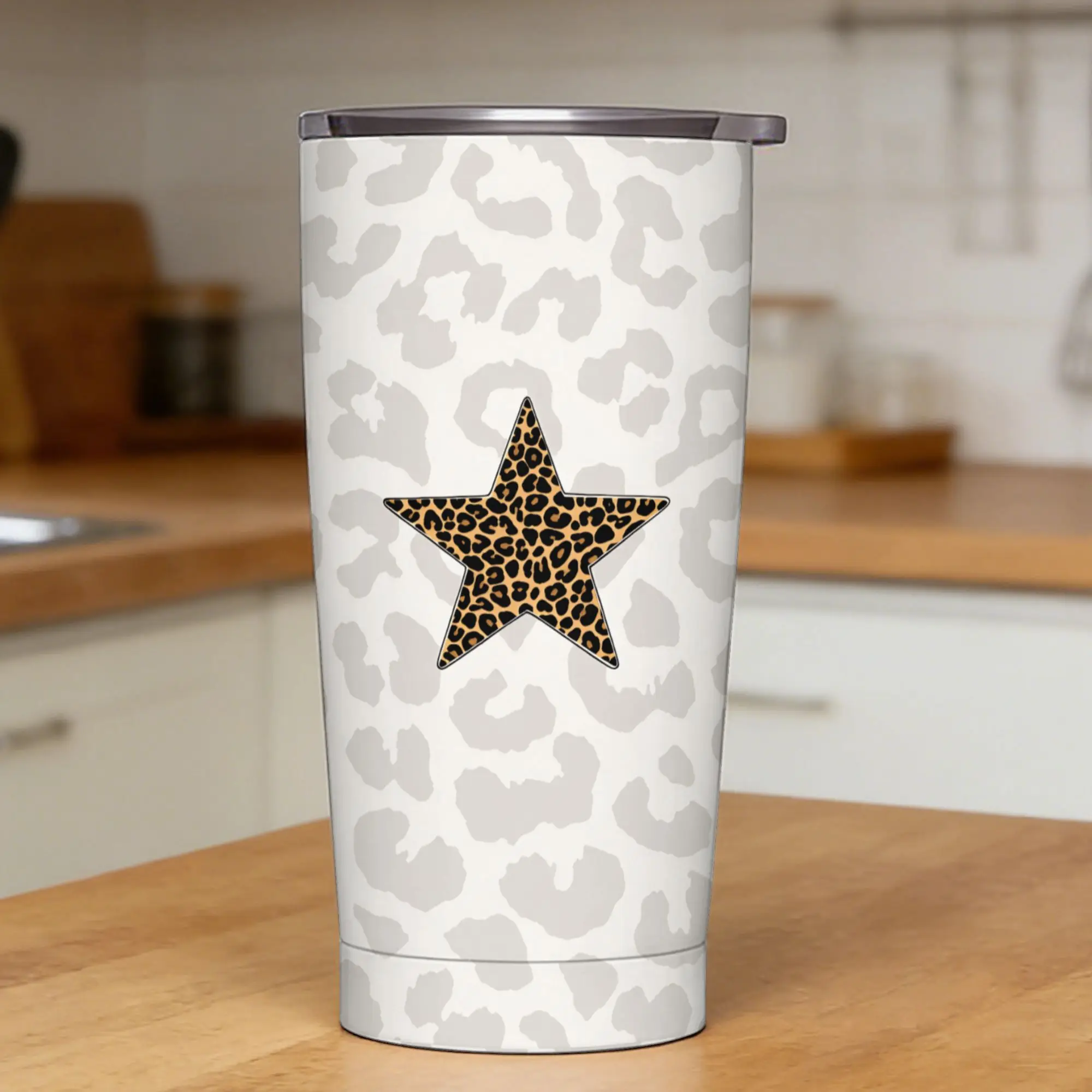 Leopard Print Star Pattern Tumbler  Cold and Hot Insulated Stainless Steel Thermal Cups Graphic Mugs Cup,