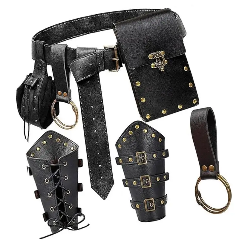 39BD Steampunk-Gürtel-Handytasche-Set, 5-teilig, multifunktionales Vintage-Zubehör – Detail 7