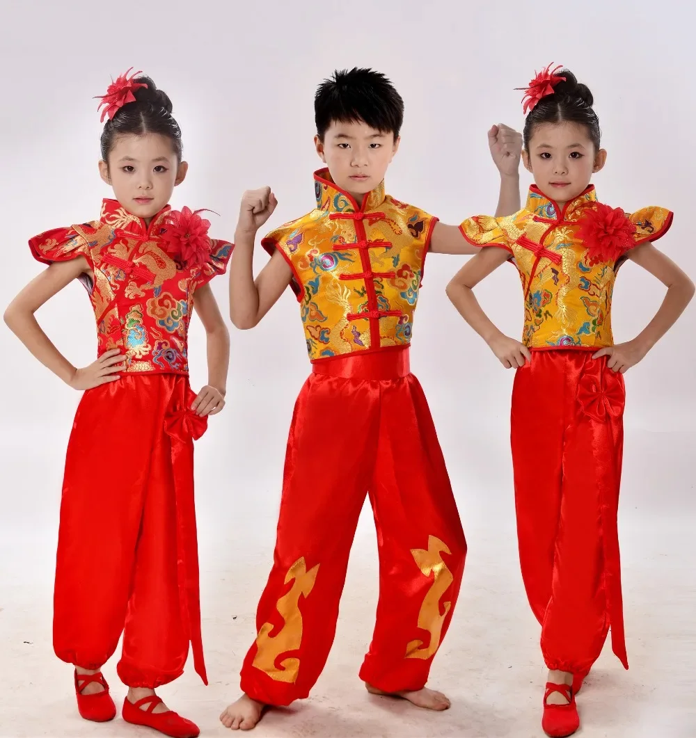 Costume da ballo tradizionale cinese per bambini, danza nazionale, arti marziali, per ragazza e ragazzo, costume da ballo kung fu