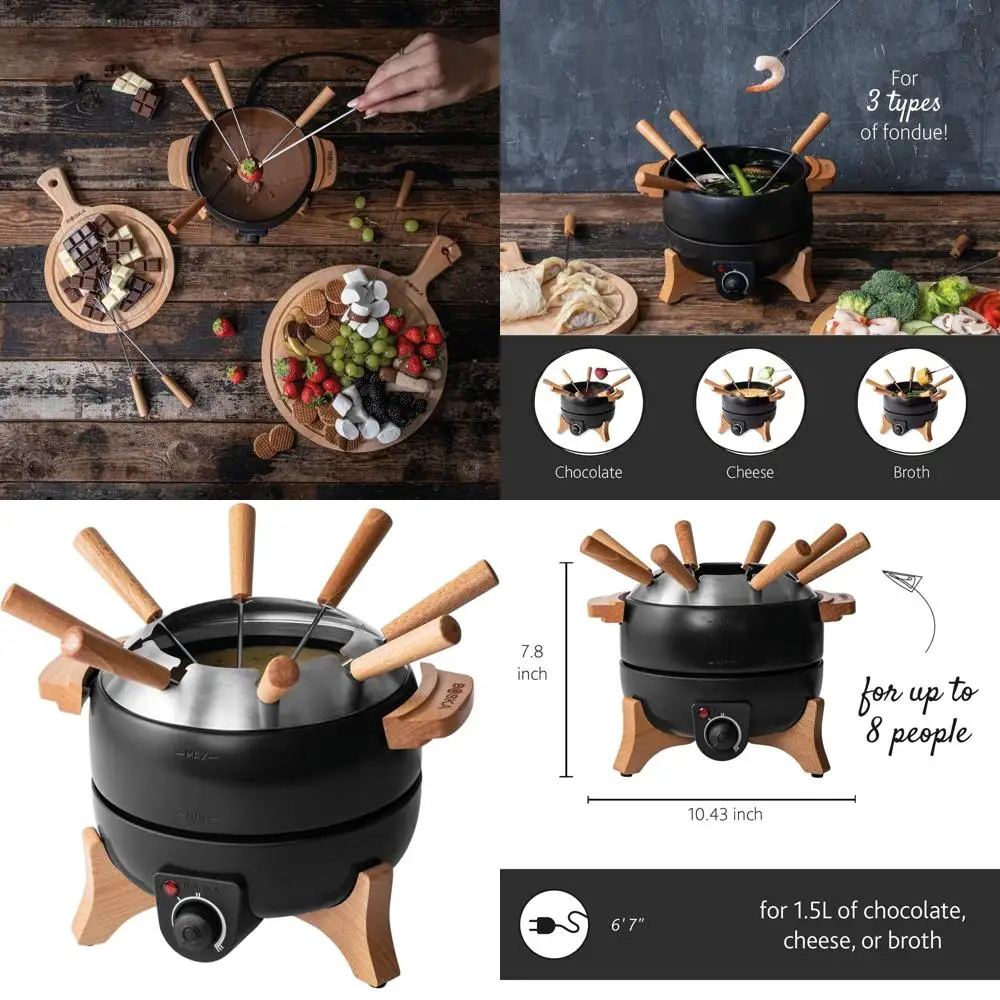 

Электрическая кастрюля для фондю объемом 2,3 л для сыра, шоколада и горячей кастрюли с контролем температуры