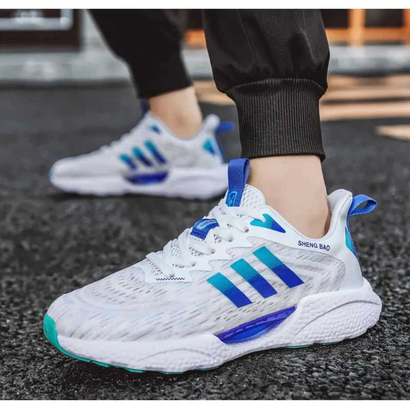 Mesh High Quality New Comfortable Thick Sole Increase Couple Large Size Springback Cushioning Cushioning Running Shoes