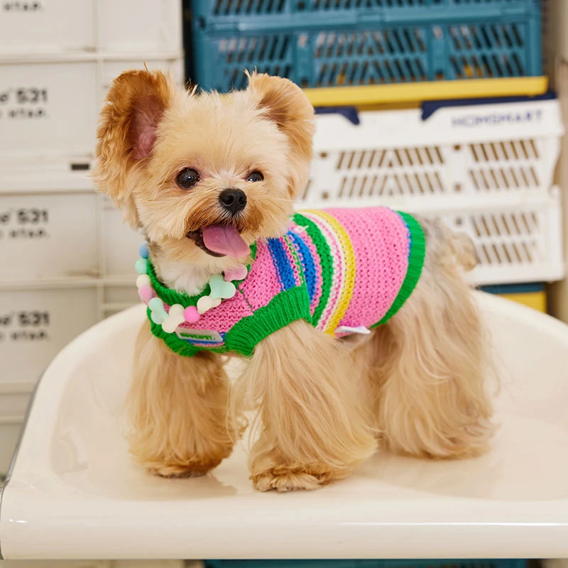 

Autumn and winter warm soft cartoon pattern Knitted pet clothing dog cat fat dog sweater