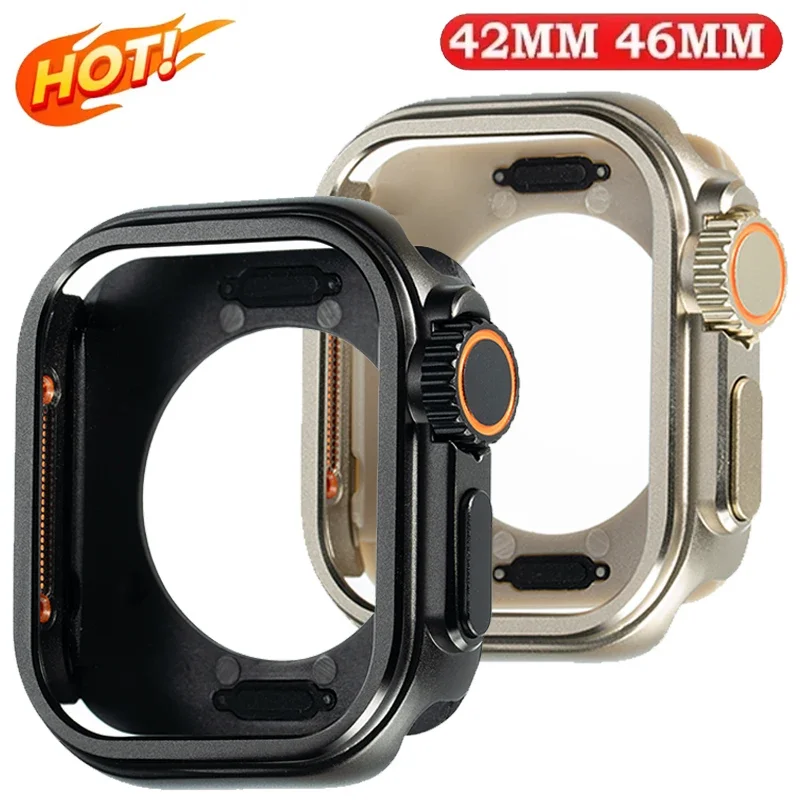 Caja de Metal + plástico para Apple Watch 10, 46mm, cambio a Ultra 2, marco protector de parachoques de aleación de aluminio para IWatch S10 de 46mm