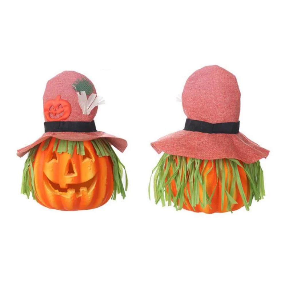 

Halloween Glowing Pink Hat Pumpkin Lantern Colorful LED Light Decorative Lamp for Party Bar Haunted Portable Pumpkin