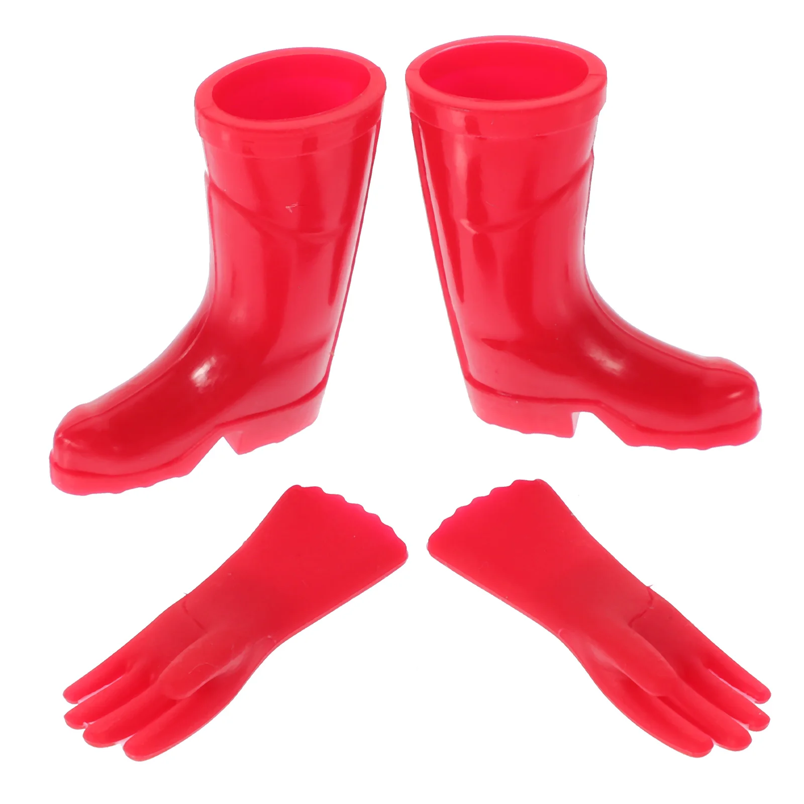 

Mini Rain Boots Gloves Mittens House Shoes Red Abs Miniature Rainshoes Toy