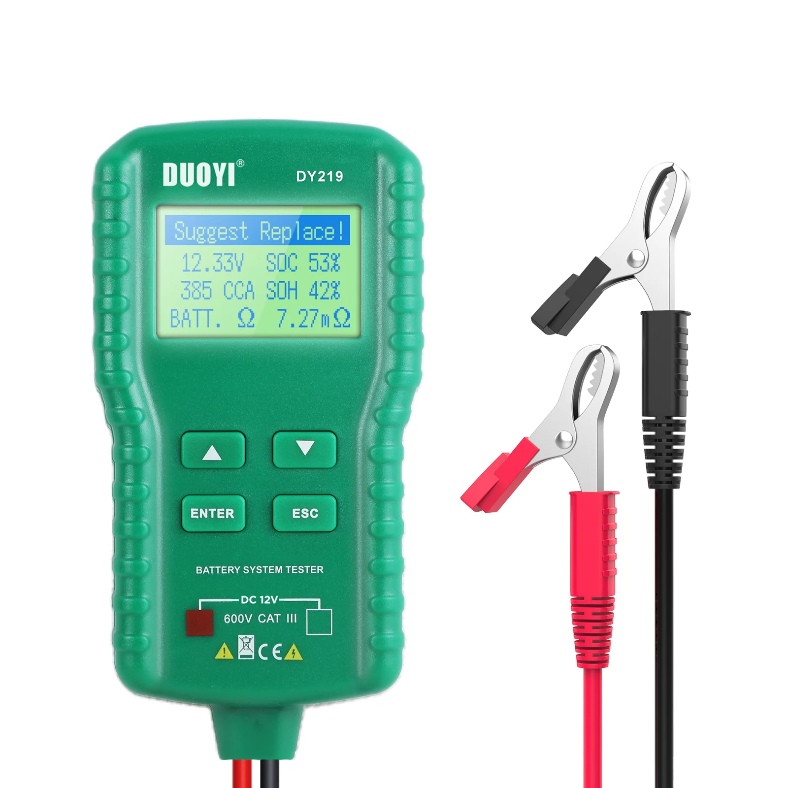 Duoyi dy219/219a Batterie tester 12V 24V digitales Kfz-Batterie diagnose werkzeug ah 100-1000cca Multifunktions-Batterie analysator – Detail 10