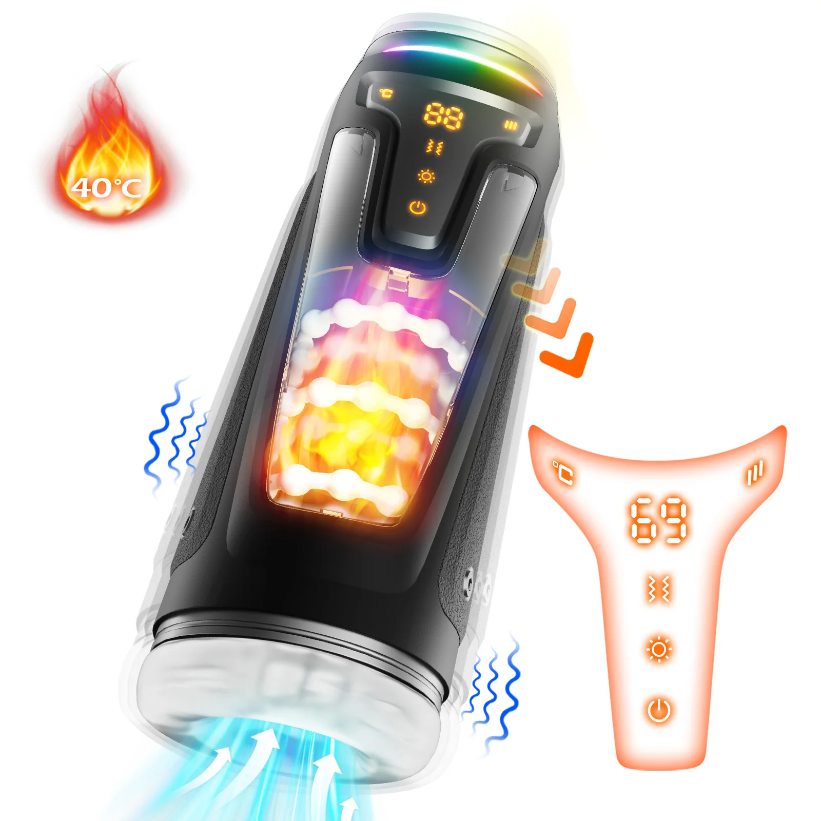 Masturbators for Men Adult Sex Tooys for Man With LED Heating Thrusting Vibrator Vagina Egg Automatic Blowjob Sucking Machine