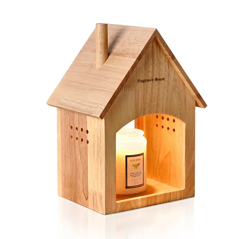 Creative luxury decoration wooden wax melting lamp bedroom bedside aromatherapy wax melting lamp gift desk lamp retro