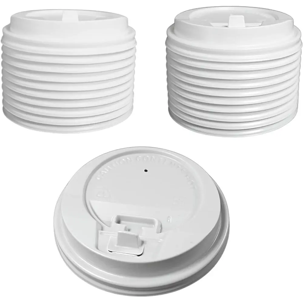 

Многоразовые белые купольные крышки для бумажных стаканов с отверстием для питья объемом 10-20 унций — идеально подходят для кофеен и путешествий (упаковка 1000 шт.)