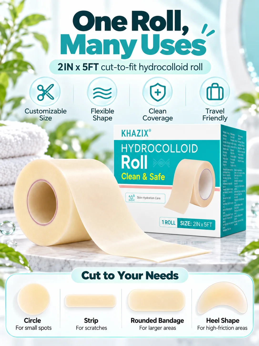 1 roll acne patch for face, hydrogel patch, flexible cutting design,mild daily skin care, suitable for both men and women.