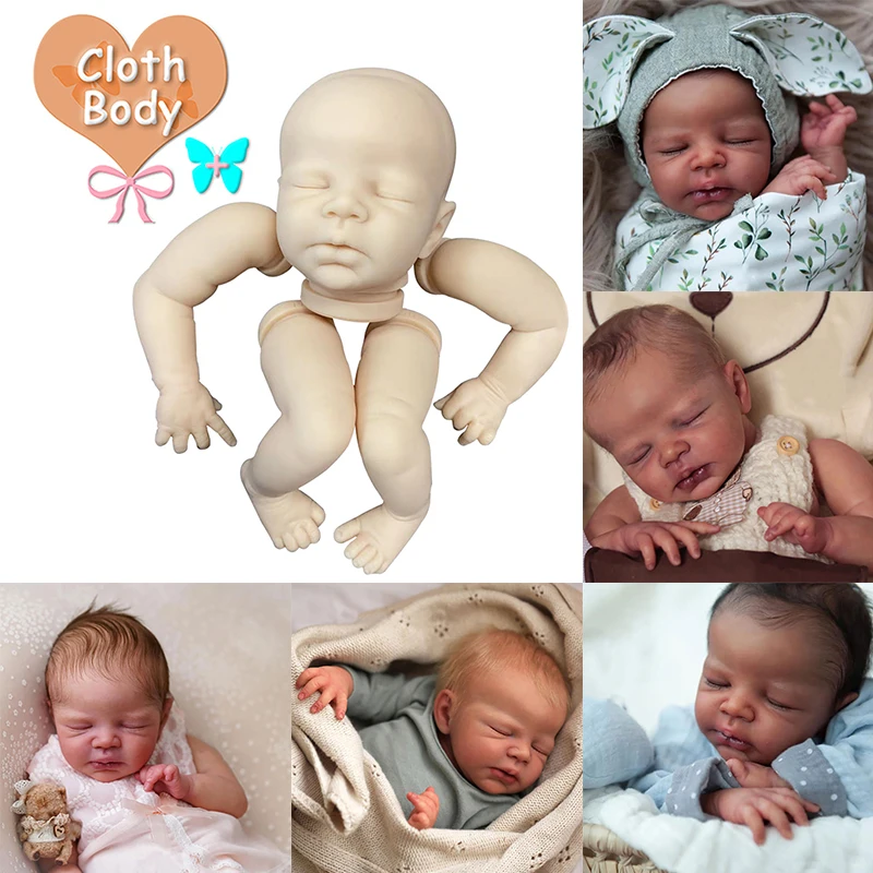 

16inch Zendric Reborn Doll Kit Sleeping Newborn Baby Lifelike Unfinished Doll Parts with Soft Touch Cloth Body