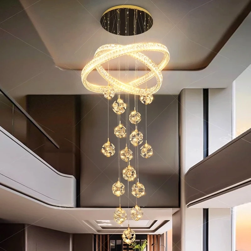Modern Home Decoration Luxury Crystal Chandelier Stair Chandelier Living Room Chandelier Indoor Lighting