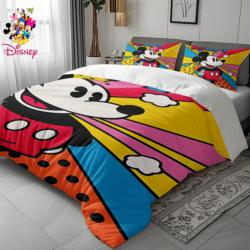 2/3 قطعة ديزني ميكي وستيتش طقم غطاء لحاف بدون حشو غطاء سرير ناعم ، صديقة للبشرة وتنفس طقم سرير هدية عيد