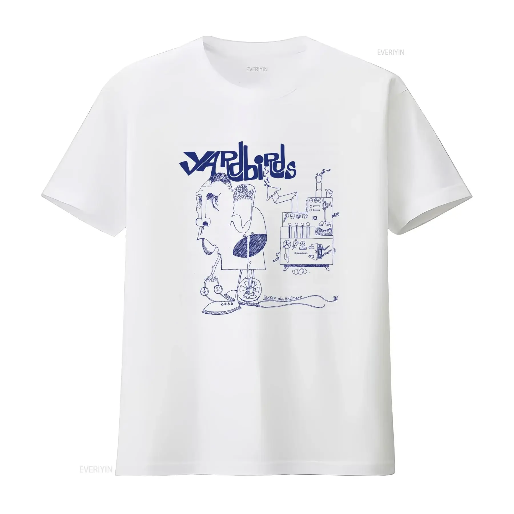 Футболка The Yardbirds с дизайном альбома Роджера Инженера, с участием Эрика Клэптона, Джеффа Бека, Джимми Пейджа, в стиле ретро-рок-группы, винтажная, с эффектом потертости.