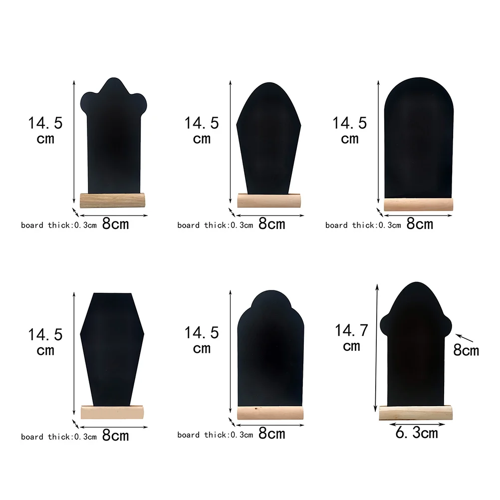 3 ชิ้นไม้ Tombstone ตกแต่ง Memo ป้ายข้อความเดสก์ท็อปกระดานดําหมายเหตุการเขียนประดับ Decors อีสเตอร์ชอล์กเครื่องประดับ