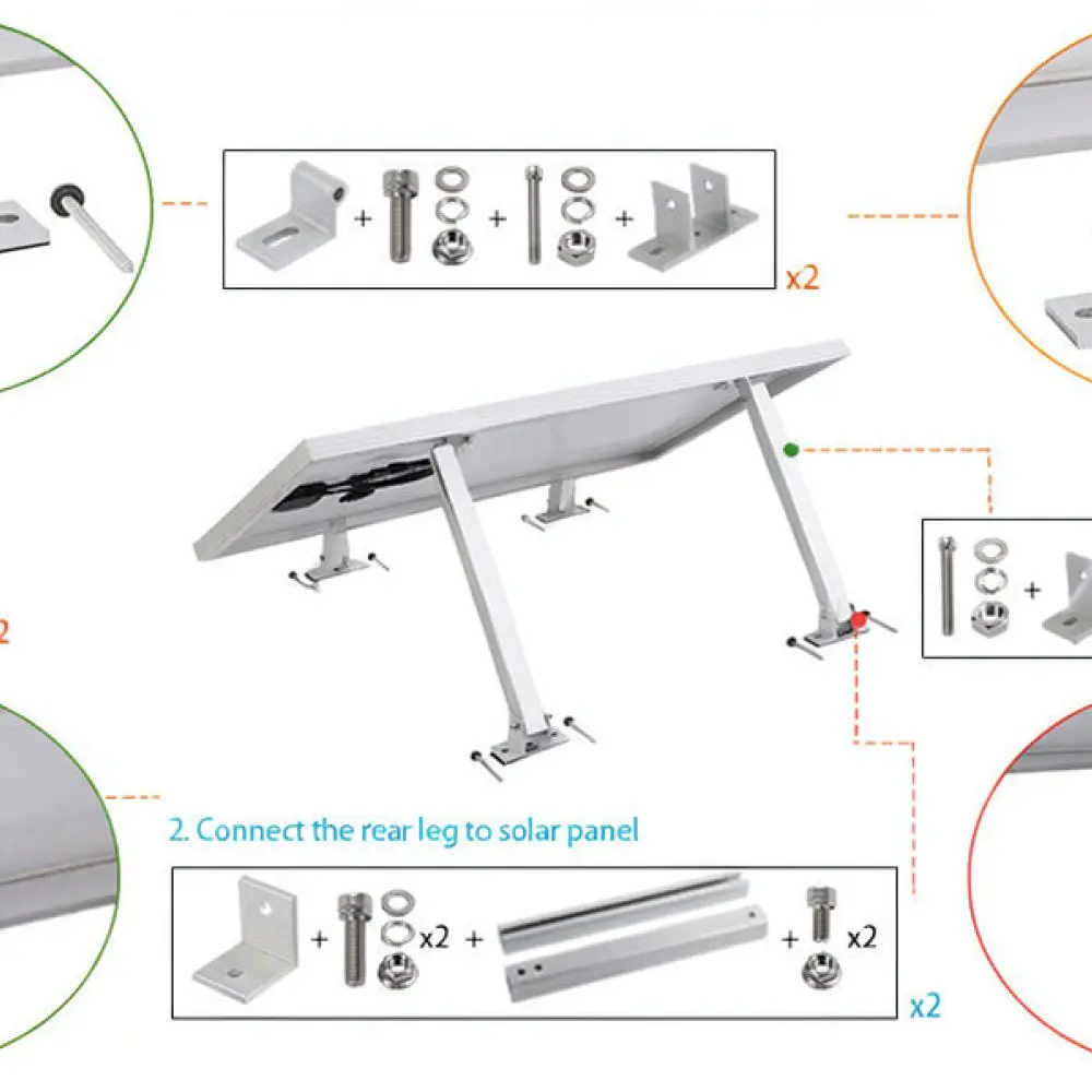 Adjustable Photovoltaic Panel Mount Aluminum Alloy Support Rack For For Xianghengyuan Solar Power System Roof Ground Base