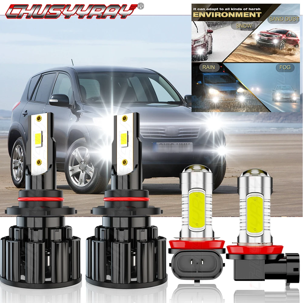 

CHUSYYRAY Compatible For Toyota RAV4 2016 2017 2018 LED Headlight Bulbs High/Low Fog Light Combo Kit 4X Car accsesories luzes