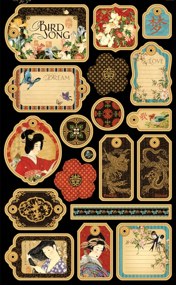 9Pcs/Pack Vintage Retro Japanese Carol Kimono Ladies Sticker DIY Craft Scrapbooking Album Junk Journal Decorative Stickers