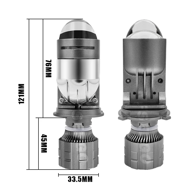 Farol de LED para carros, lente dupla, H4, mini lâmpadas, feixe alto, feixe baixo, projetor, ventilador turbo, LHD branco, RHD, 6000K, lâmpada automática