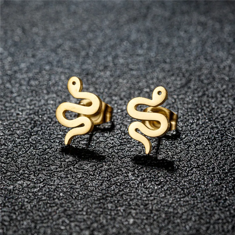 2026 New Gothic Stainless Steel Snake Stud Earrings Women Jewelry Outdoor Lover pendientes hombre Earrings Gifts
