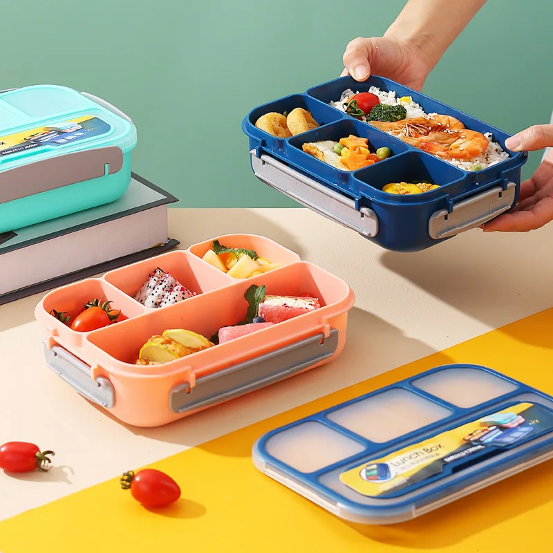 Lunch Tas Voor Kinderen Vier Dozen Lunchbox Student Lunchbox Magnetron Verwarming Lunchbox Tassen Kinderen Lunch Tas