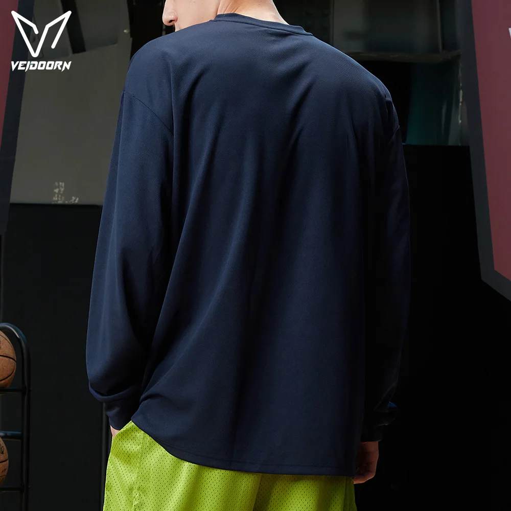 Veidoorn Men's Sports Shirt Long Sleeve Quick Dry Breathable Athletic Top for Running Cycling Outdoor Training Active Wear Shirt